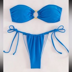 Shein blue bandeau bikini top (size S, brand new)